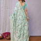 Blue Satin Silk Embroidered Saree With Stitched Blouse - Nimaya Kaksha