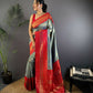 Joban Fashion Banarasi Grey Woven Soft Silk Saree | Swadesiicart