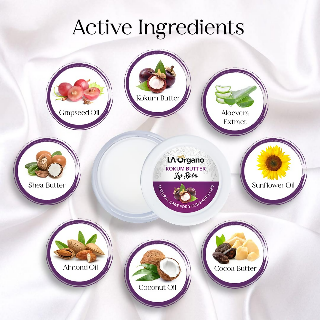 LA Organo Kokum Butter Lip Balm For Dry Chapped Lips - Swadesiicart
