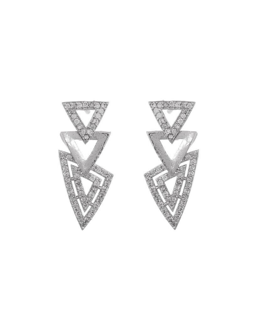 VOJ Silver Plated AD Studded Designer Handcrafted Jewellery Set - Swadesiicart