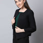 Even Apparels Black Polywool Open Front Statement Women's Jacket | Swadesiicart