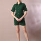 Myshka Women's Green Solid Shirt Collar Party Shirt With Shorts Co-ord set - Swadesiicart