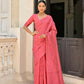 Vishnu Weaves Women's Red Handloom Raw Silk Saree with Blouse - Swadesiicart