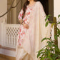 The52 White Women's Gorgeous Embroidered Chinon Fabric Straight Kurta Palazzo and Dupatta Set - Swadesiicart