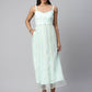 Ahalyaa Women Summer Blue Net Glitter Printed Dress | Swadesiicart