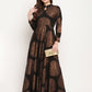 Ahalyaa Women Black Crepe Copper Foil Print Dress | Swadesiicart