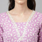 FIORRA Women's Lavender Lurex Cotton Flared Kurta Pant With Dupatta - Swadesiicart
