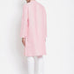 Even Apparels Pink Pure Cotton Men's Kurta With Band Collar | Swadesiicart