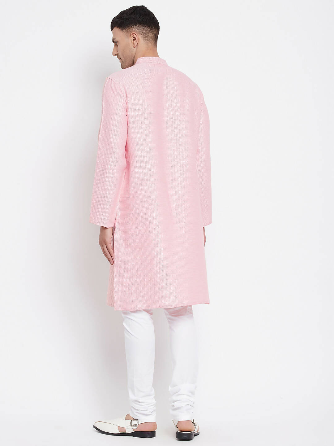 Even Apparels Pink Pure Cotton Men's Kurta With Band Collar | Swadesiicart
