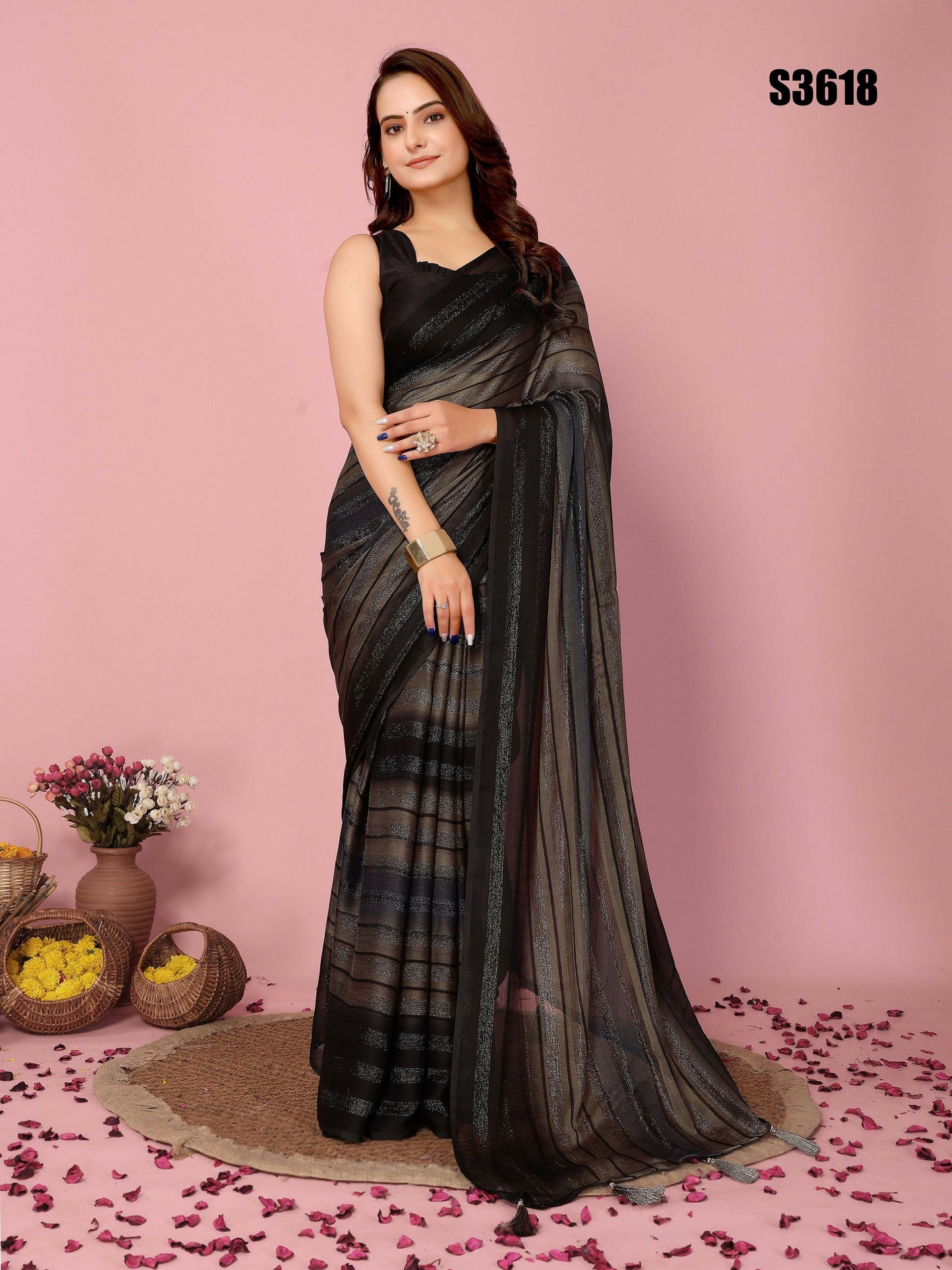 Attractive These Party Wear Ready To Wear Saree - Grey | Swadesiicart