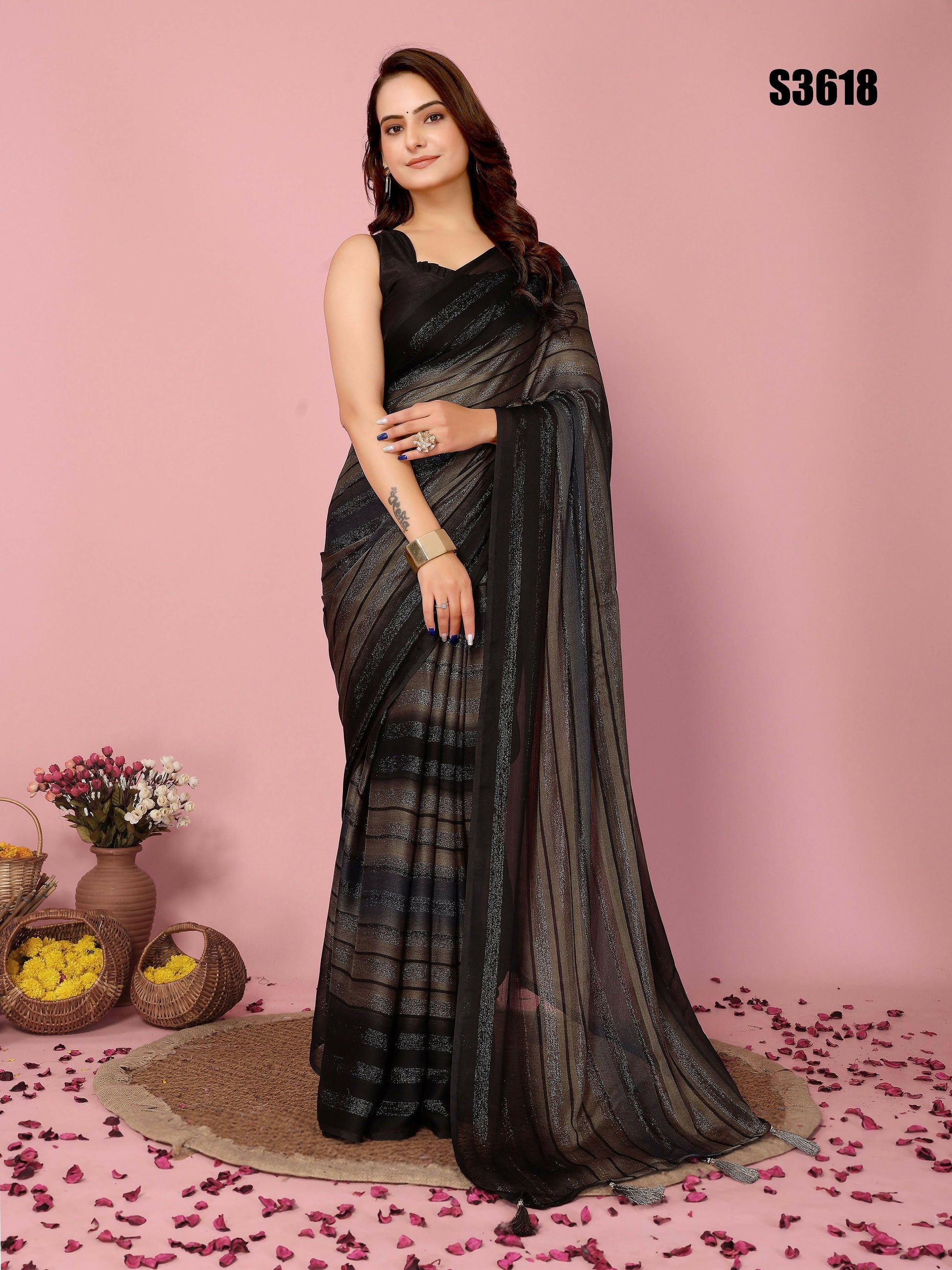 Attractive These Party Wear Ready To Wear Saree - Grey | Swadesiicart