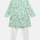 Ahalyaa Mint Green Poly Rayon Digital Print Kids Kurta Churidar Set For Boys | Swadesiicart