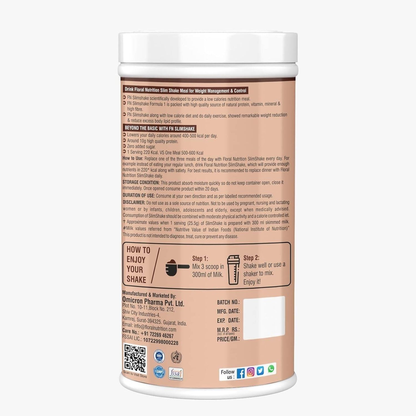 Floral Nutrition Slim Shake Belgium Chocolate Flavor - Swadesiicart