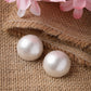 NVR Women's White Color Circular Moon Stud Earrings | Swadesiicart