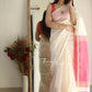 DEIANA'S Beautiful Designer Golden zari Soft Cotton Saree - White - Swadesiicart
