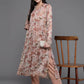 Ahalyaa Women Floral Printed Pleated Gotta Patti Kurta with Trousers - Brown Color | Swadesiicart