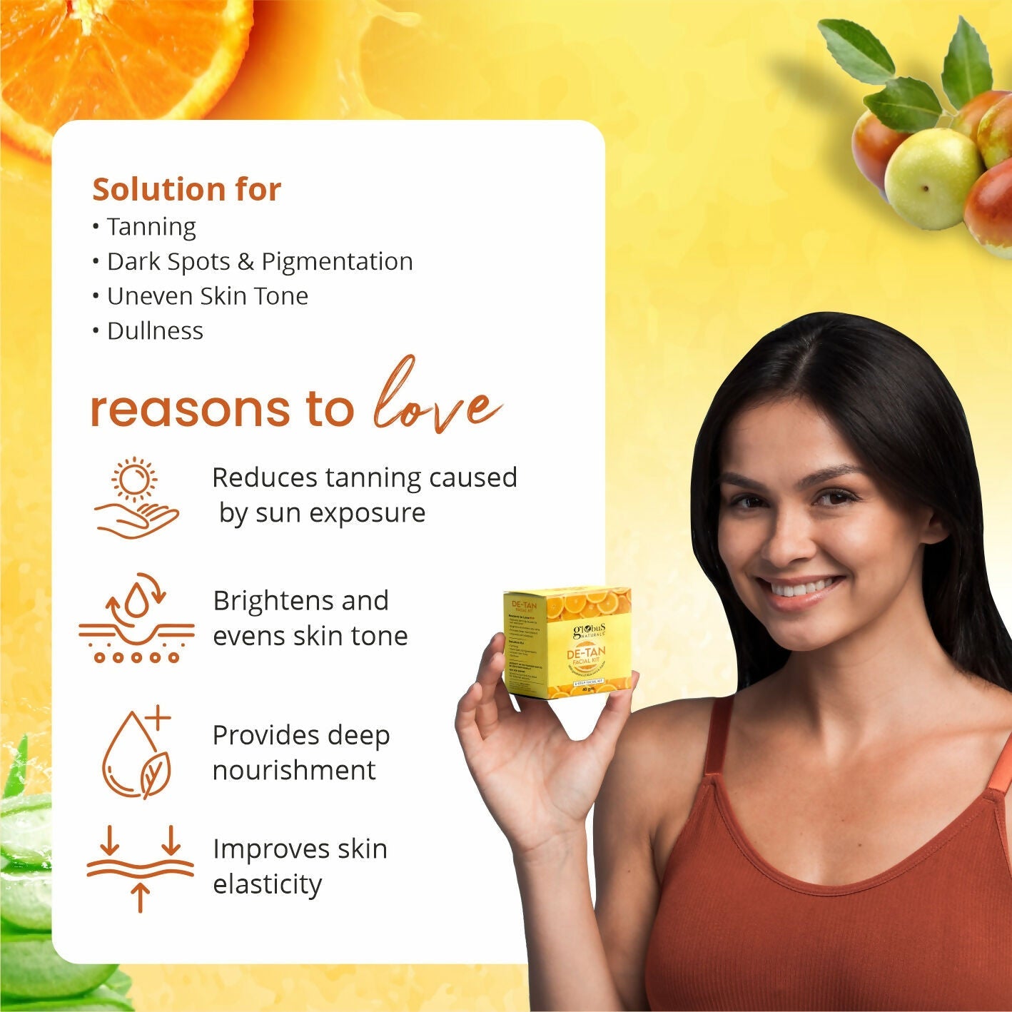 Globus Naturals De-Tan 6 Step Facial Kit | Swadesiicart