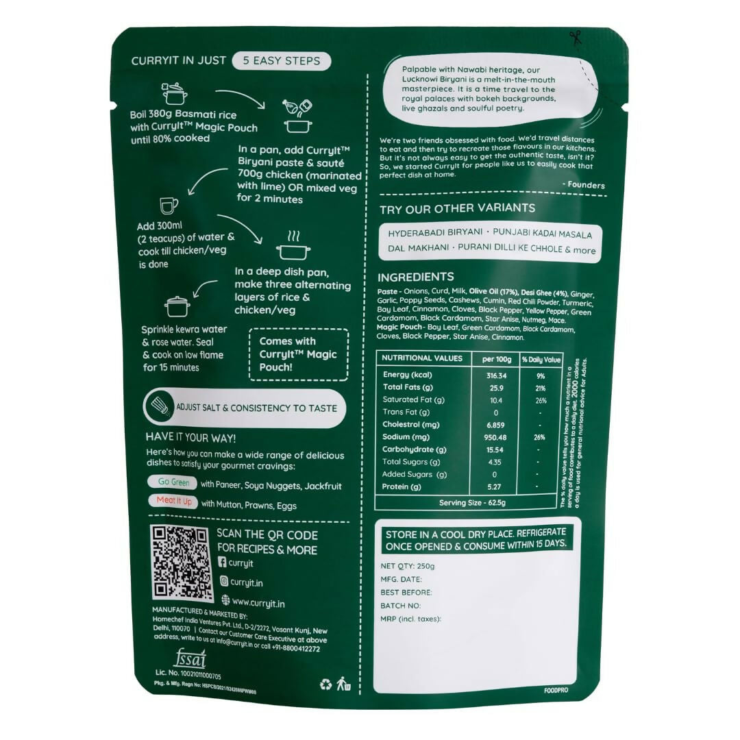 CURRYiT Lucknowi Biryani Premium Ready To Cook Curry Paste - Swadesiicart