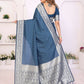 Aastha Fashion Navy Blue Georgette Silk Zari Weaving Saree