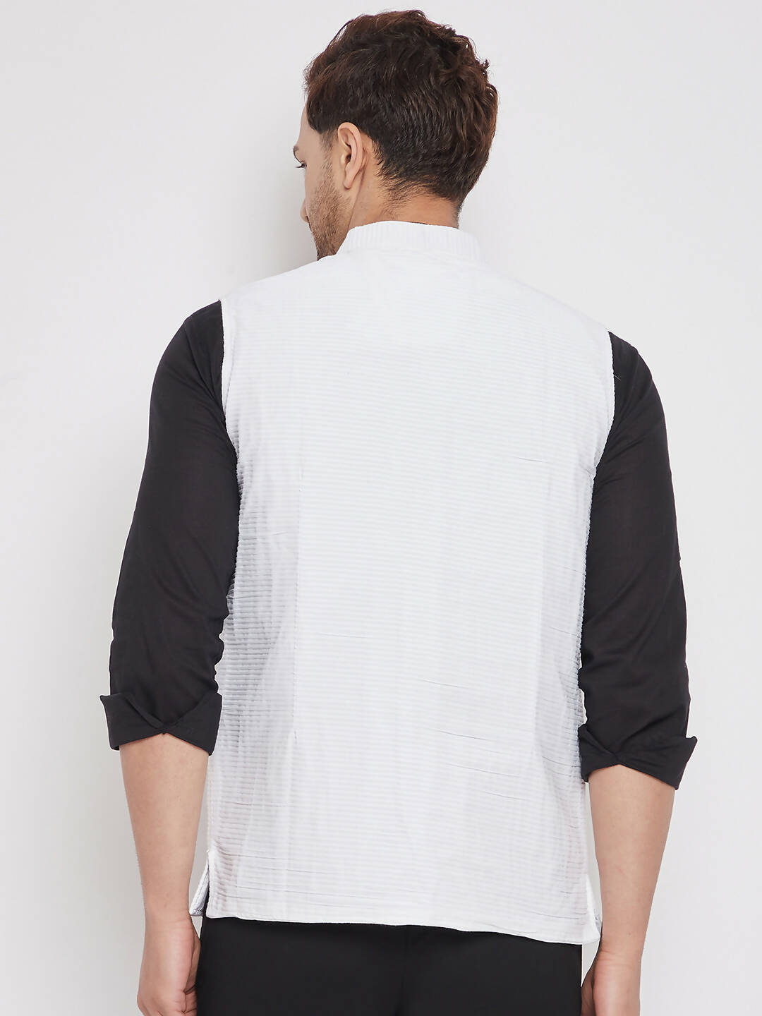 Even Apparels White Cotton Men Woven Nehru Jacket | Swadesiicart