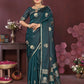 Joban Fashion Emerald green Floral Motifs Banarasi Silk Sarees | Swadesiicart