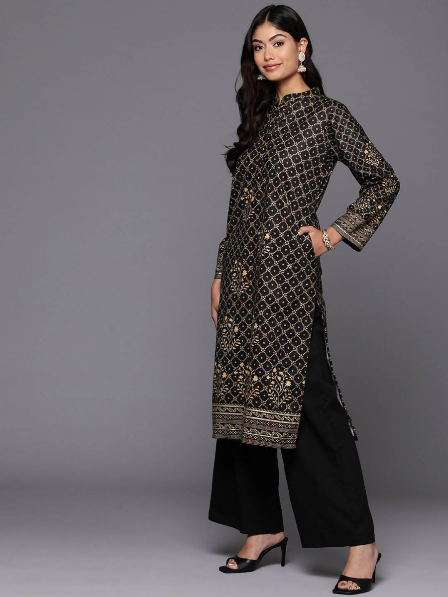 Ahalyaa Women's Traditional wear Kurta - Black | Swadesiicart