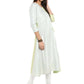 Ahalyaa Women Lime Green & Off-White Printed A-Line Kurta | Swadesiicart