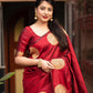 Maroon Silk Woven Saree with Unstitched Blouse - Hiral Fashion | Swadesiicart