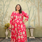 Jyoti Fashion Women's Pink Rayon Floral Print with Sequins Designer Anarkali Set | Swadesiicart