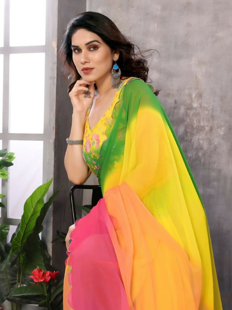 Aafreen Partywear Designer Multi Georgette Fancy Saree