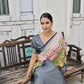 Vishnu Weaves Women's Blue Soft Tussar Silk Saree with Blouse - Swadesiicart