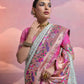 Vishnu Weaves Women's Sea-Green Paithani Silk Zari Woven Saree with Blouse - Swadesiicart