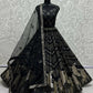 Jyoti Fashion Women's Black Bridal Net Fancy Foil & Sequins with Multi Thread Embroidered Wedding Lehenga Choli | Swadesiicart