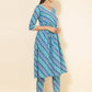 Janasya Women's Blue Cotton Bandhani Printed Casual Angrakha Co-ords - Swadesiicart