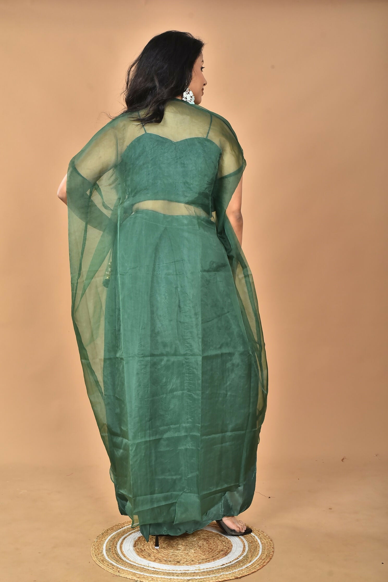 Morchari Women Hand Embroidery Crop Top-Green - Swadesiicart