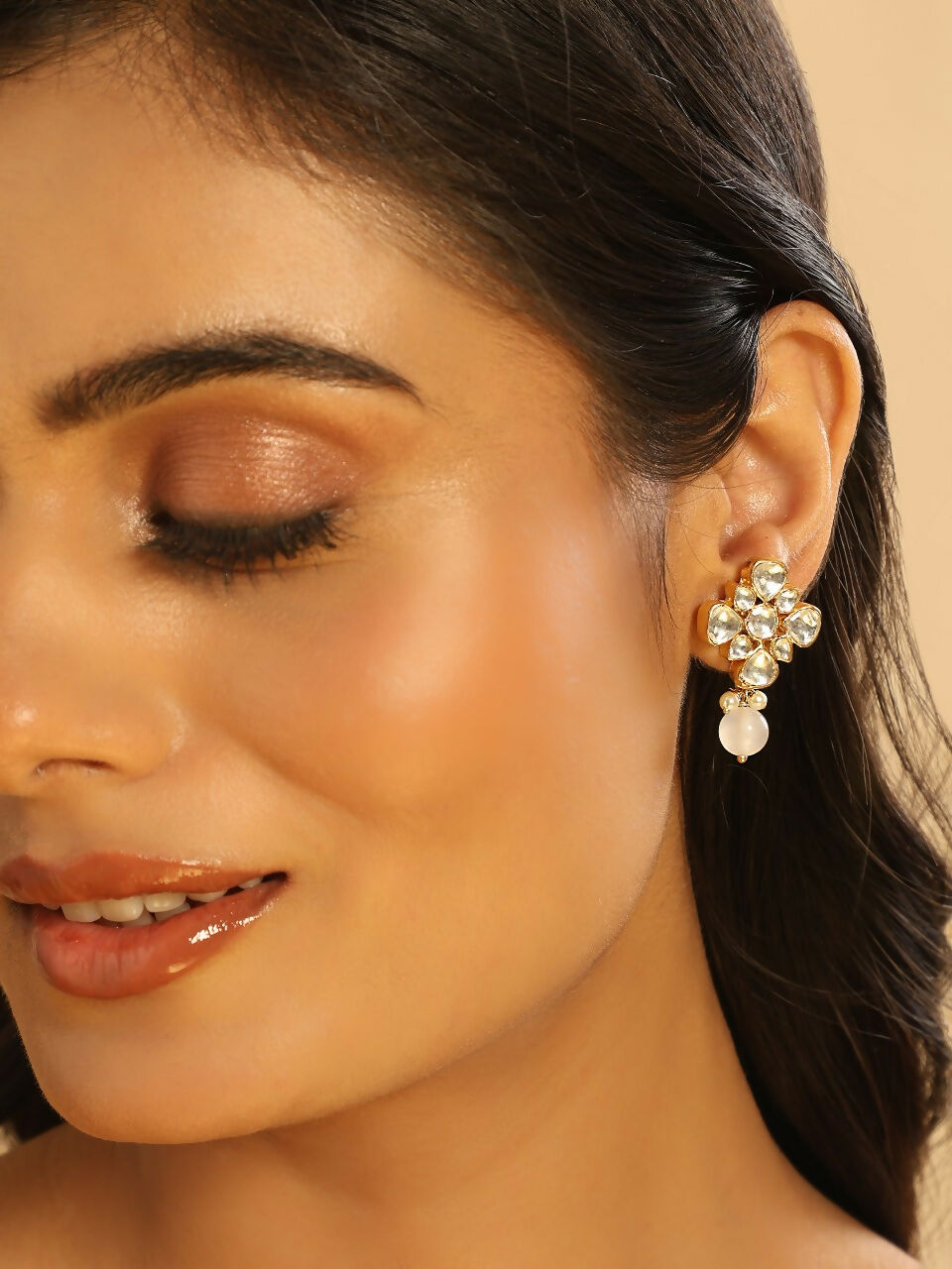 Nuyug 22K Gold Plated Kundan Paradise Stud Earrings | Swadesiicart