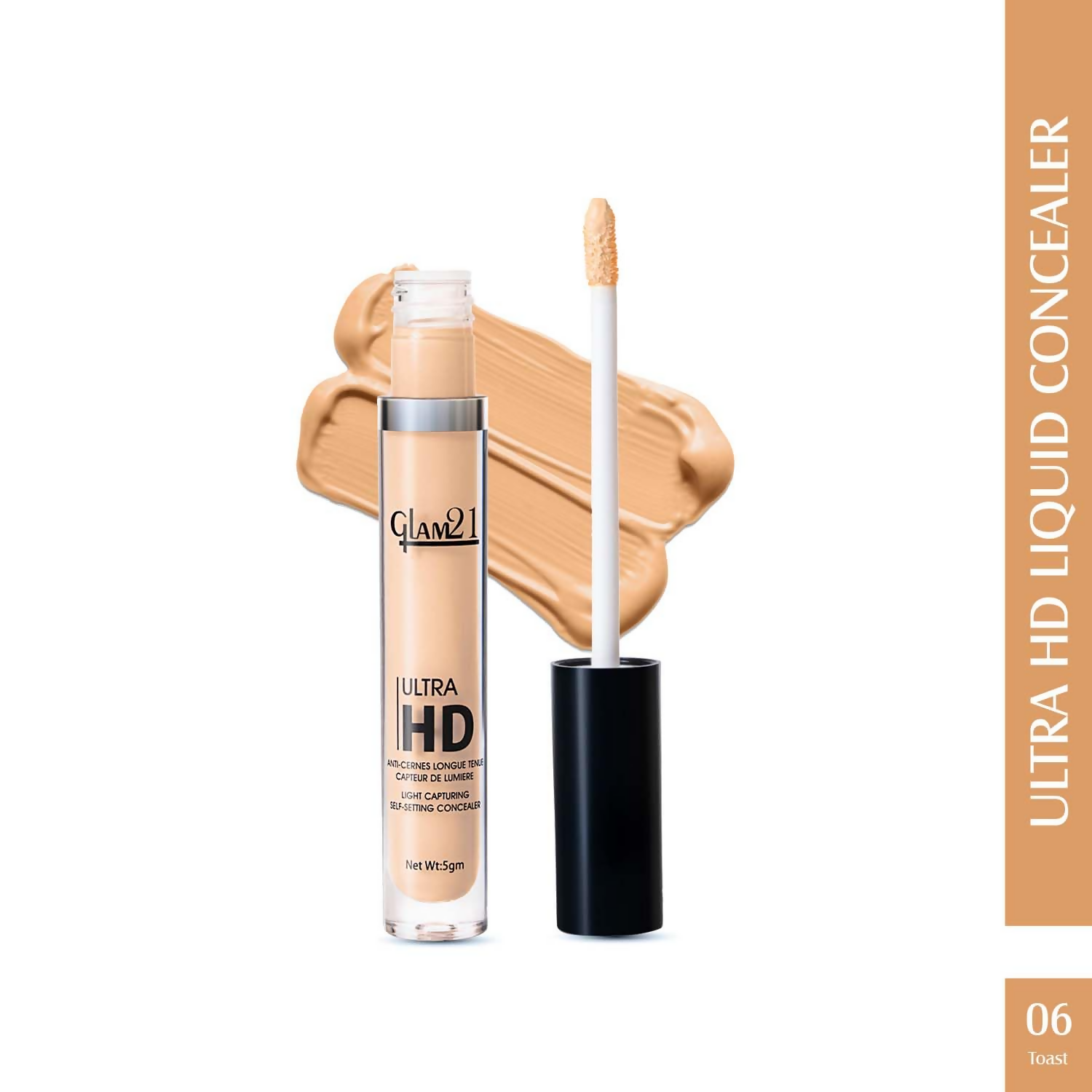 Glam21 Ultra HD Liquid Concealer for HD Finish - Toast - Swadesiicart