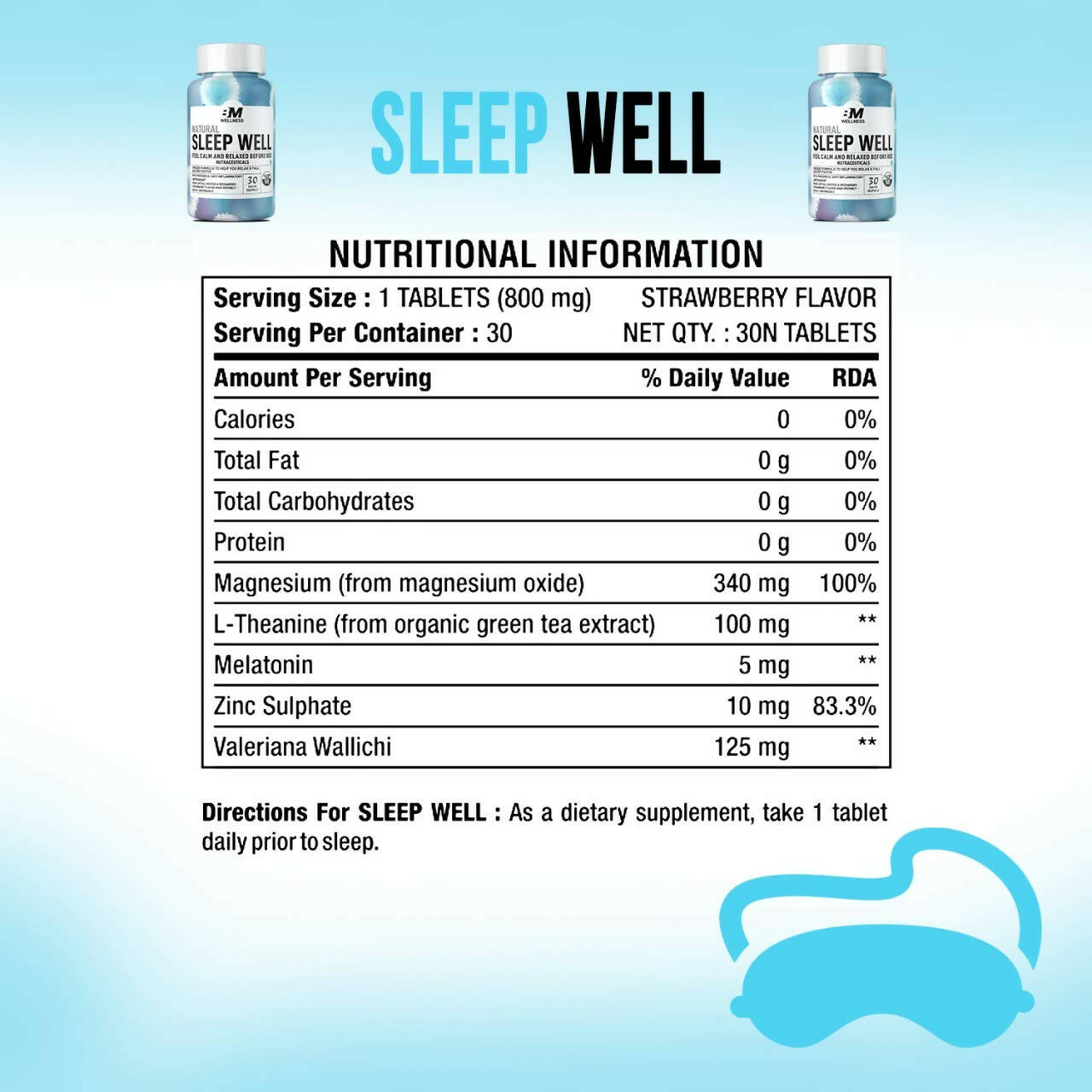 BM Wellness Natural Sleep Well Tablets (800mg) | Swadesiicart