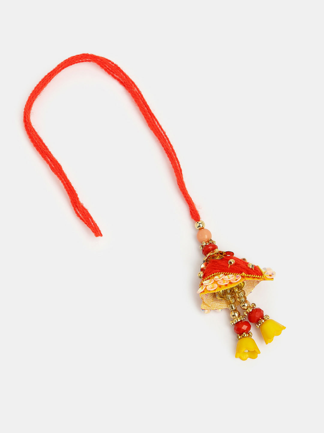NVR Women Set of 2 Red Beaded Lumba Rakhi With Roli Chawal & Chocolate | Swadesiicart