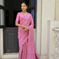 Vishnu Weaves Women's Baby-Pink Handloom Raw Silk Saree with Blouse - Swadesiicart