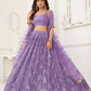 Aastha Fashion Lavender Butterfly Net Tone To Tone Thread Work, Sequence Work And Original Mirror Work Embroidery Wedding Wear Lehenga Choli