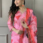 Multi Pink Viscose Chanderi Stitched Suit With Dupatta - Tanisha | Swadesiicart