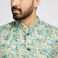 Ethnic India Blue Bundi Men's Jacket Geometric Polyester | Swadesiicart
