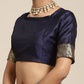 Saree Mall Navy Blue & Gold-Toned Ethnic Motifs Zari Silk Blend Banarasi Sarees | Swadesiicart