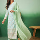 Sea Green Georgette Handwork Unstitched Dress Material - Hanika | Swadesiicart