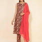 Janasya Women's Brown Crepe Digital Floral Printed Festive Straight Kurta Set | Swadesiicart