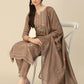 Brown Embroidered Chinon Straight Kurta With Trouser & Dupatta - Salimar