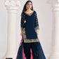 Anaita Navy Blue Roman Silk Stitched Suit with Embroidery & Real Mirror Work