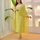 The52 Lemons Women's Beautiful Chikankari Work Chanderi Fabric Straight Kurta Pant and Dupatta Set - Swadesiicart