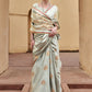 Dusty Grey Pure Satin Zari Weaving Wedding Festive Saree - Emponline | Swadesiicart